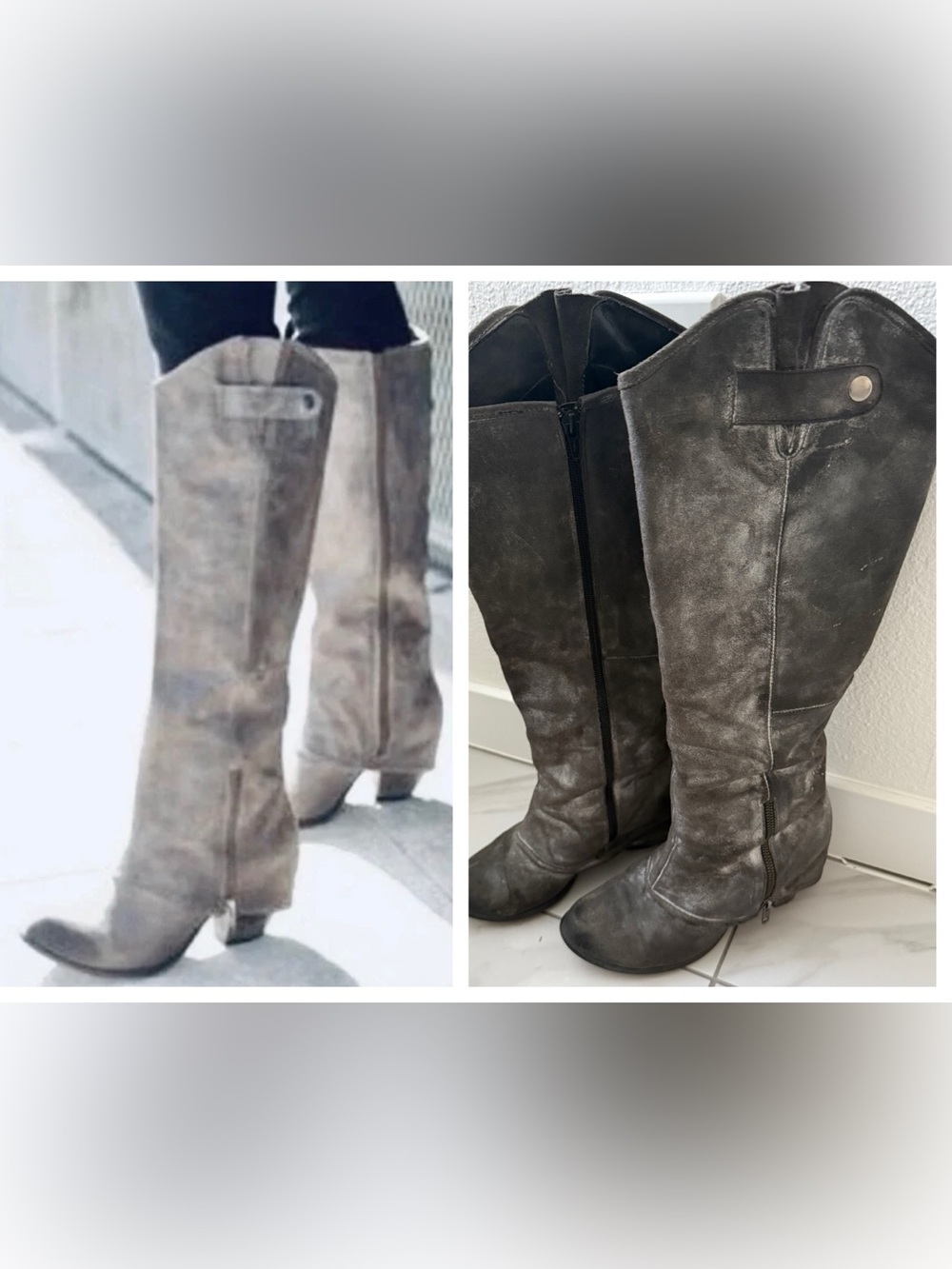 Fergie Ledger Women's Tall Concrete Gray Knee High Boots - Size 8